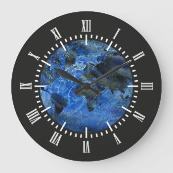 Swirly Acrylic World Map Large Clock by Hakonart at Zazzle