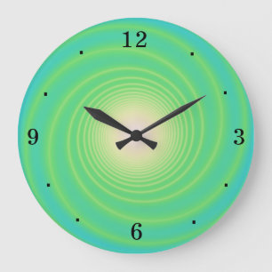 Swirly Aqua/ Lime Green> Wall Clock