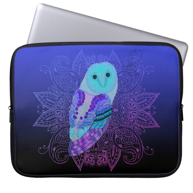 Swirly Barn Owl Laptop Sleeve (Front)