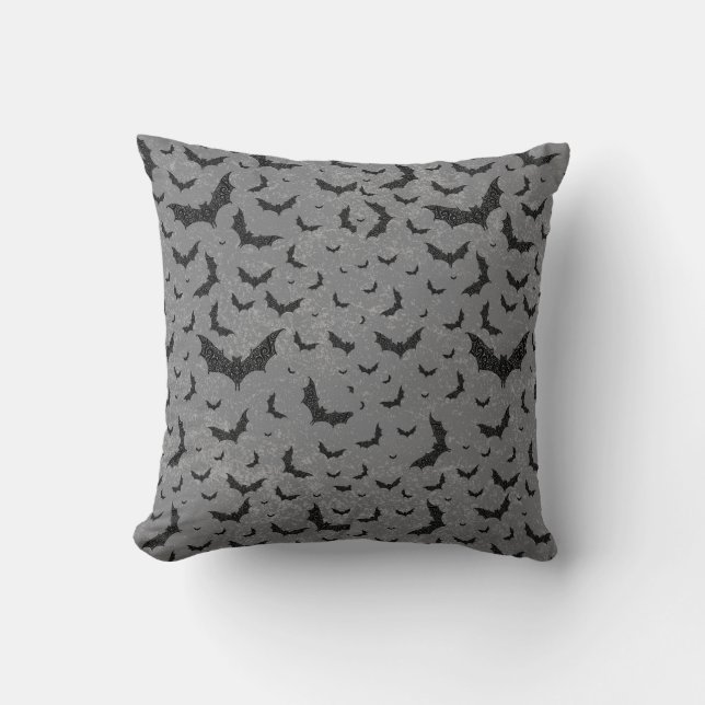 Swirly Bat Swarm Throw Pillow (Front)