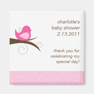 Swirly Bird Custom Baby Shower Favor Magnet