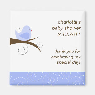 Swirly Bird Custom Baby Shower Favor Magnet