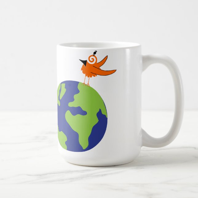 Swirly Bird Saves the World for Sustainable Earth Coffee Mug (Right)