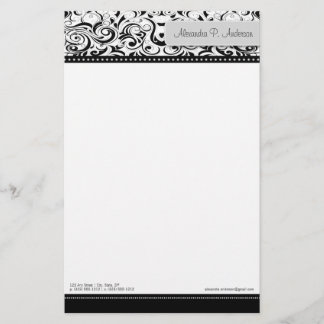 Swirly Black Boutique Designer Stationery