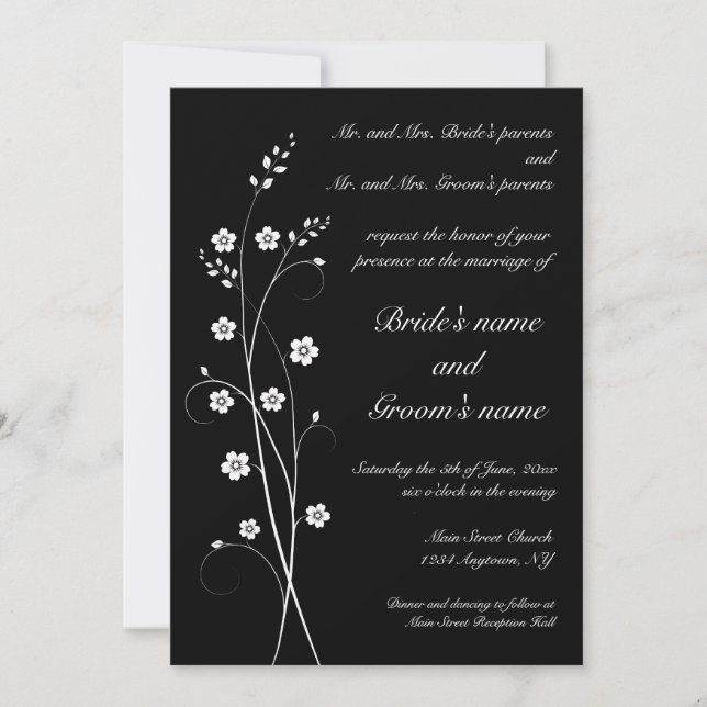 Swirly Blooms Wedding Invitation (Front)