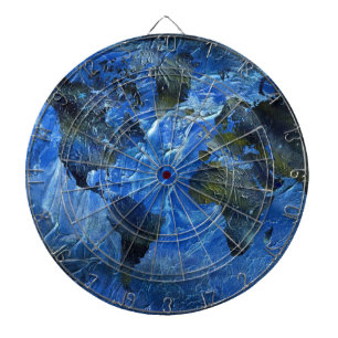 Swirly Blue Arylic World Map Dart Board