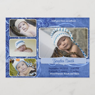 Swirly Blue Birth Announcement