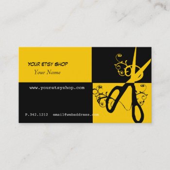 Swirly Bold Yellow Black Craft-artist Beautician Business Card by 911business at Zazzle