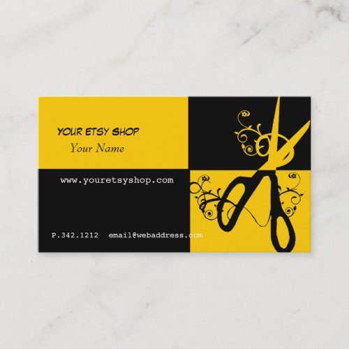Swirly Bold Yellow Black Craft_Artist Beautician Business Card