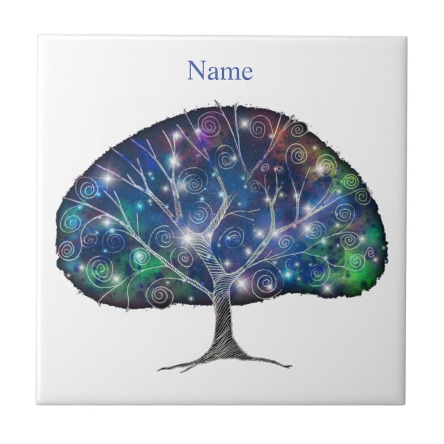 Swirly branch Tree Thunder_Cove  Ceramic Tile (Front)