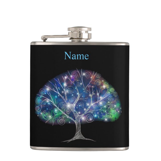 Swirly branch Tree Thunder_Cove Flask (Front)