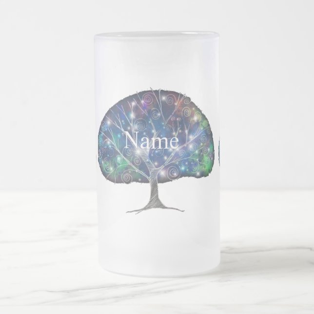 Swirly branch Tree Thunder_Cove  Frosted Glass Beer Mug (Center)