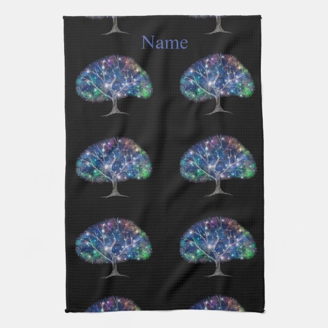 Swirly branch Tree Thunder_Cove  Kitchen Towel (Vertical)