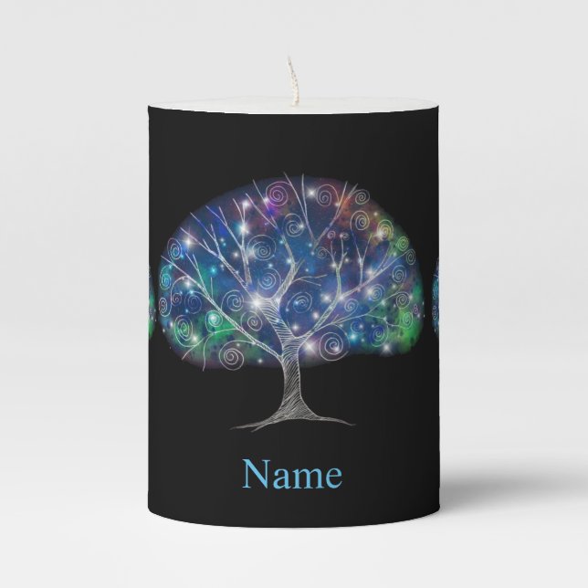 Swirly branch Tree Thunder_Cove Pillar Candle (Front)