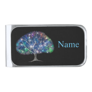 Swirly branch Tree Thunder_Cove Silver Finish Money Clip