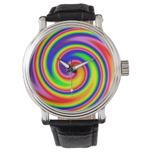 Swirly Bright Rainbow Colors Spiral Flow Colorful Watch