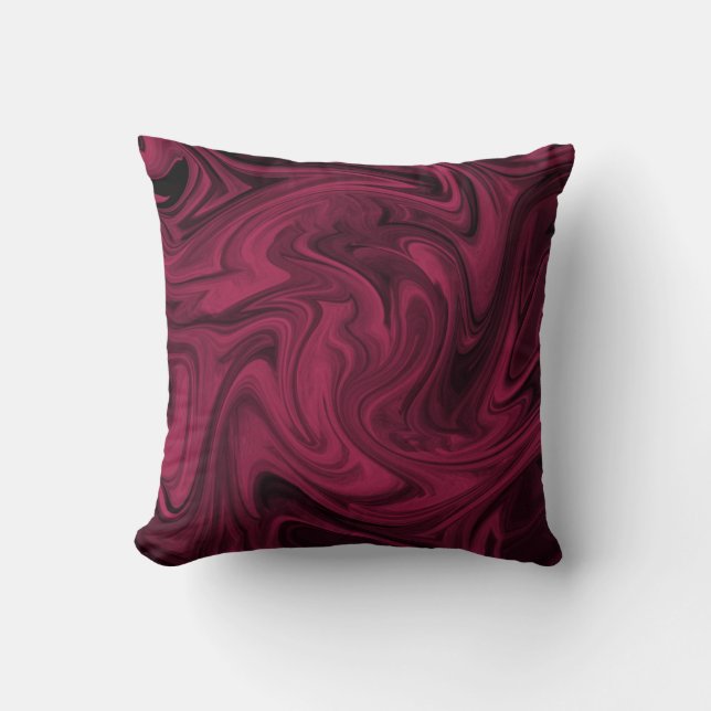 Swirly Burgundy Abstract Throw Pillow (Front)