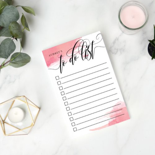 Swirly Calligraphy _ Pink _ Checkbox To Do List Post_it Notes