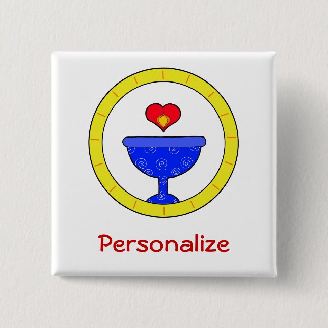 Swirly Chalice UU Name Tag Customizable Button (Front)