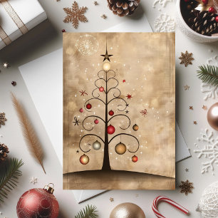 Swirly Christmas Tree Magic with Dancing Ornament  Card