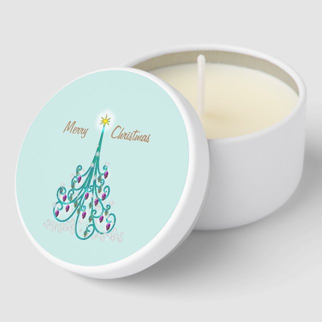 Swirly Christmas Tree  Mini Candle Favors (Corner)