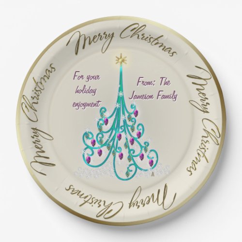 Swirly Christmas Tree  Paper Plates