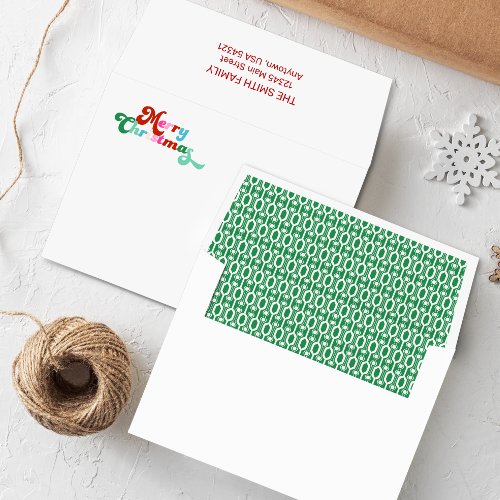 Swirly Colorful Font Merry Christmas  Envelope