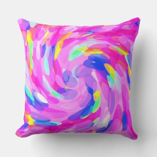 Swirly Colors Magenta Candy Pink Colored Spiral Throw Pillow