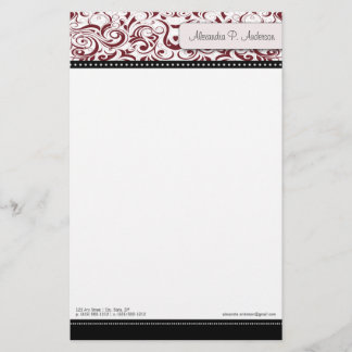 Swirly Cranberry Boutique Designer Stationery