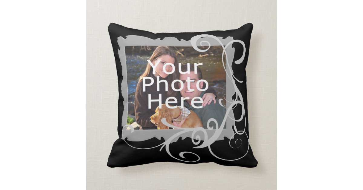 Swirly Custom Photo Frame Cushion Zazzle