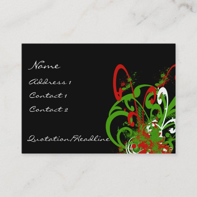 Swirly Distressed Paint Splats - C... - Customized Business Card (Front)