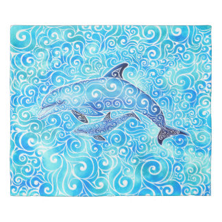 Swirly Dolphin Family  Duvet Cover
