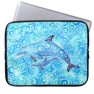 Swirly Dolphin Family Laptop Sleeve