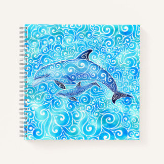 Swirly Dolphin Family  Notebook