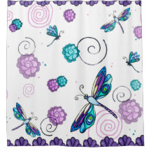 Swirly Dragonfly Shower Curtain