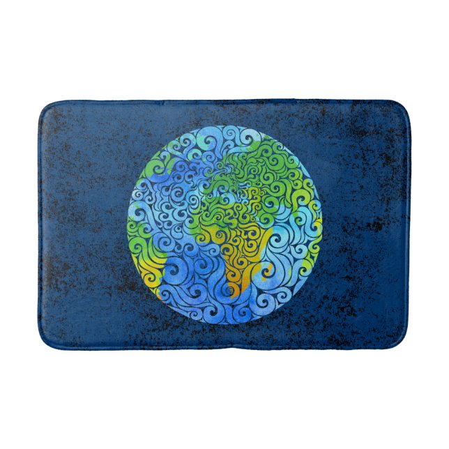 Swirly Earth  Bath Mat (Front)