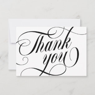 Swirly Elegant Black Script Thank You With Love Card