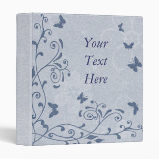 Swirly Floral and Butterfly Binder, Customizable 3 Ring Binder