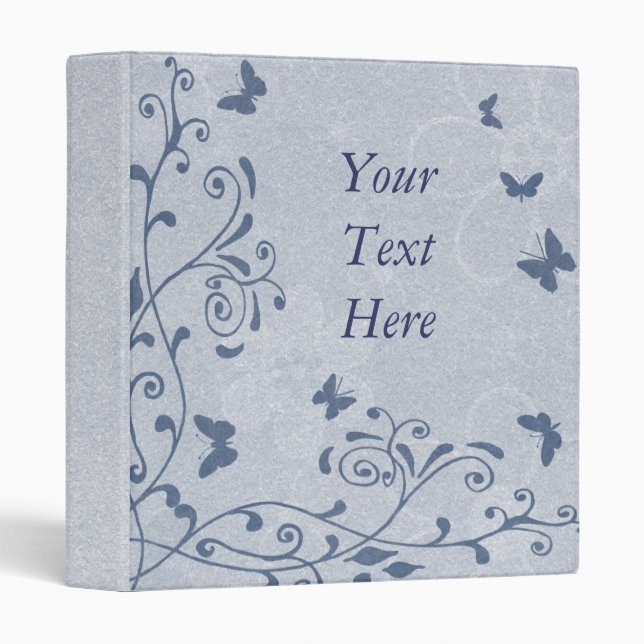 Swirly Floral and Butterfly Binder, Customizable 3 Ring Binder (Front/Spine)