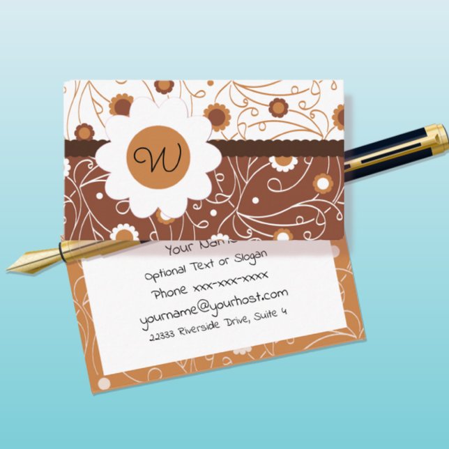 Swirly Floral Monogram Business Card (Creator Uploaded)