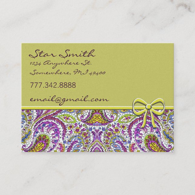 Swirly Floral Paisly Business Card (Front)