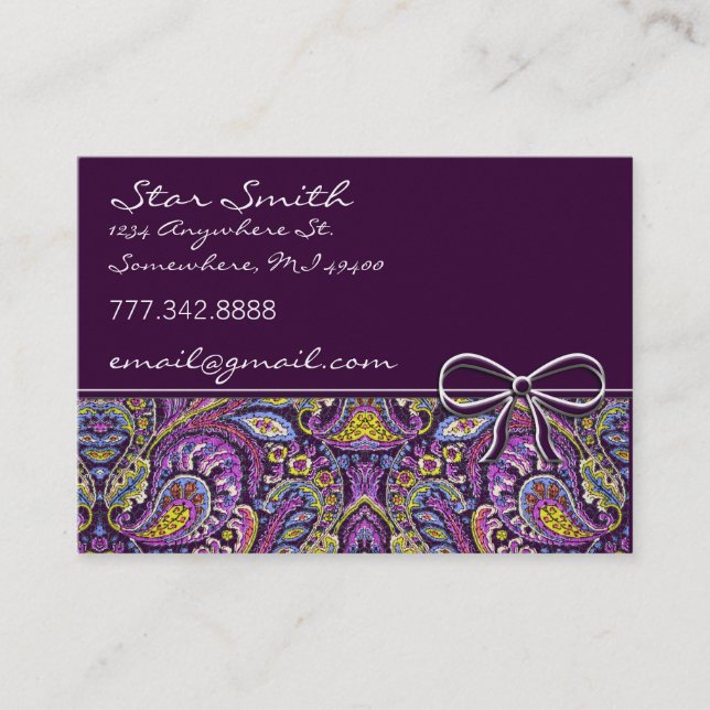 Swirly Floral Paisly Business Card (Front)