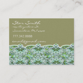 Swirly Floral Paisly Sage Green Business Card
