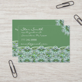 Swirly Floral Paisly Sage Green Business Card