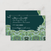 Swirly Floral Paisly SeaBlue and Lime Business Card (Front/Back)