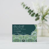 Swirly Floral Paisly SeaBlue and Lime Business Card (Standing Front)