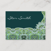 Swirly Floral Paisly SeaBlue and Lime Business Card (Back)