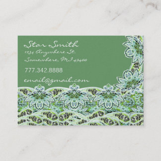 Swirly Floral Paisly SeaBlue and Lime Business Card