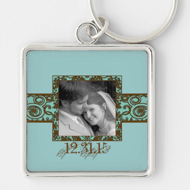 Swirly Floral Wedding Keychain (Front)