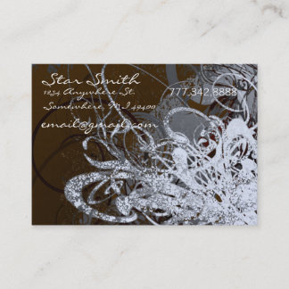 Swirly Florals Chocolate and Lavender Business Card